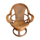 Vintage rattan and cane swivel armchair (1970s/80s) -