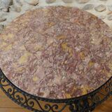 Wrought iron round coffee table and marble top