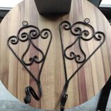 Set of 2 vintage wrought iron coat hooks / gallows / plant holders