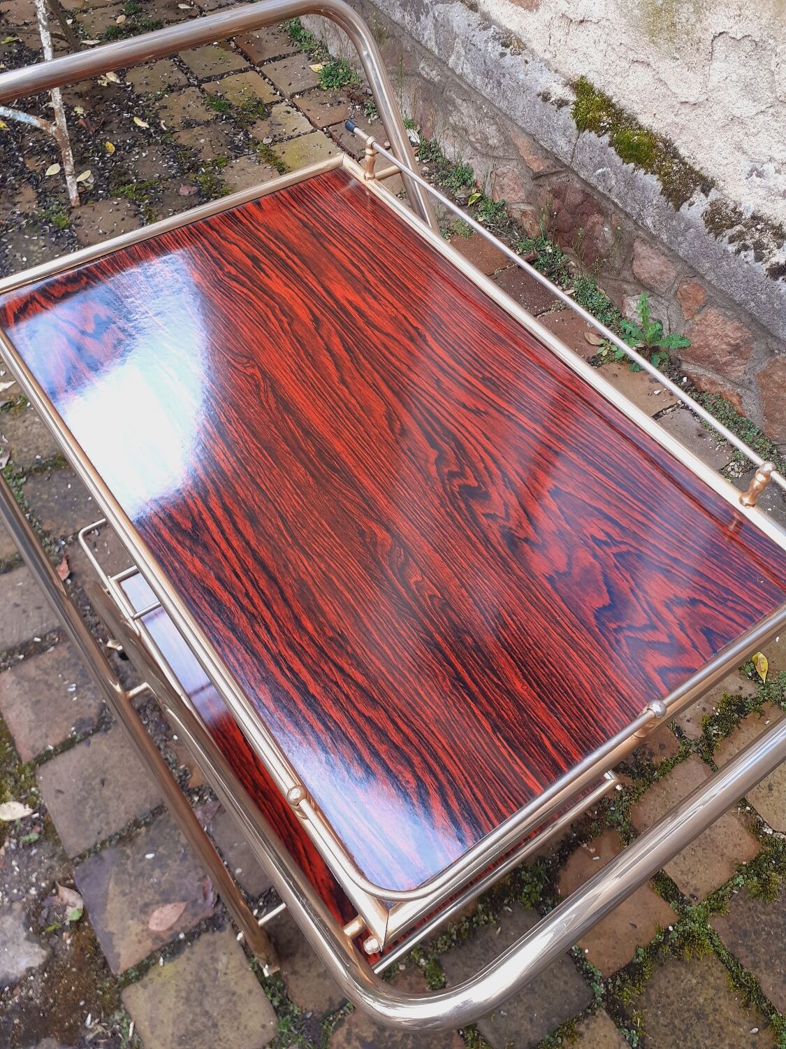 Rolling dessert trolley from the 1960s