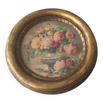 Old painting, watercolour, framed in gilded wood.