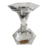 Torch candle holder in finely cut hexagonal crystal labeled Nachtmann