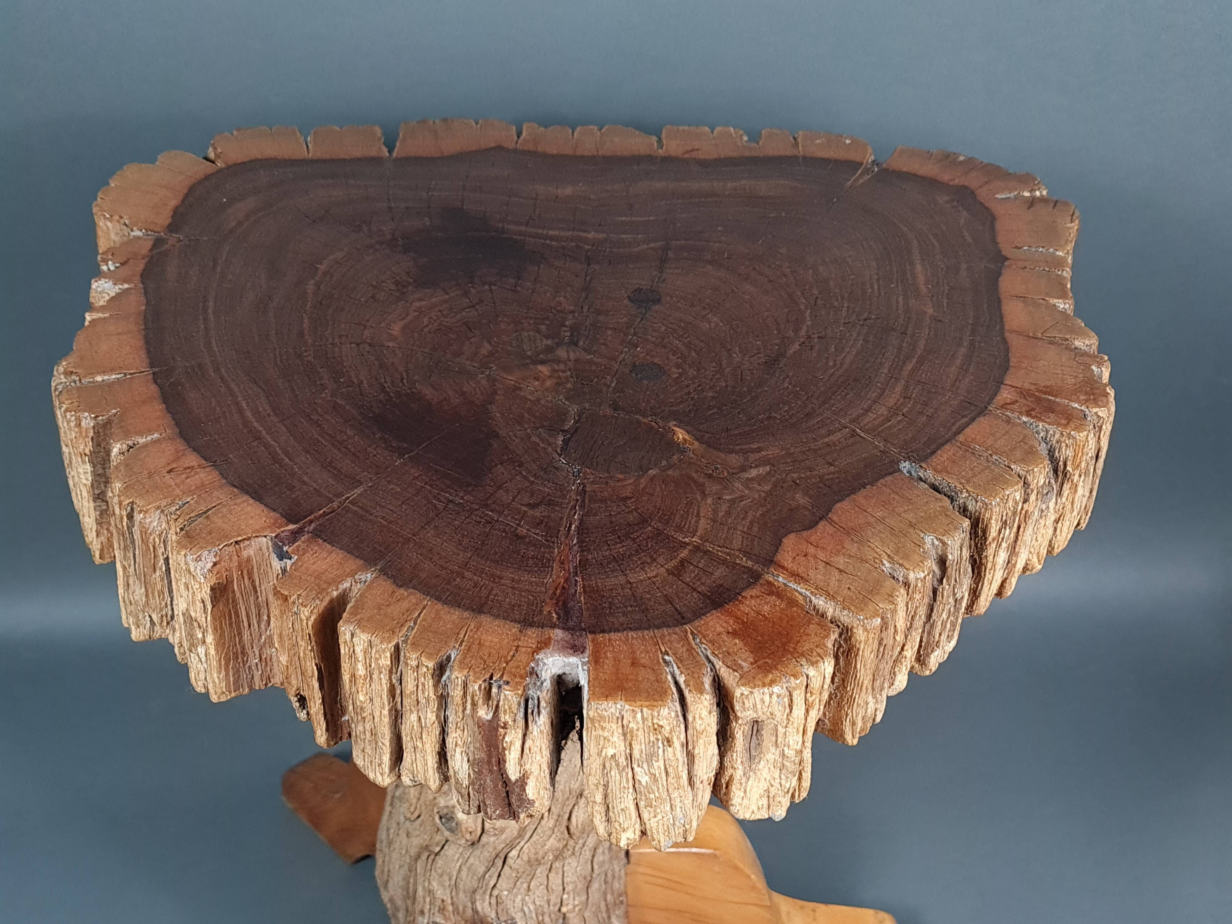 Brutalist teak stool or side table, 13 kg, 2 available D344 /1/