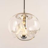 1 of 6 Large transparent glass pendant by Peill & Putzler, Germany, 1970s