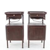 1940s Pair of Industrial Nightstands with Pull Out Table Czechoslovakia