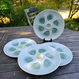 4 green/yellow oyster plates from Salins, 1970