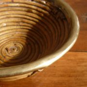 Bauhaus DLG rattan and brass bowl by Italian Gabriella Crespi