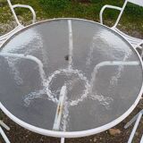 Garden Furniture Iron and Glass Table and 4 Tolix style Armchairs