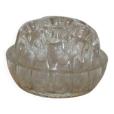 Vintage clear moulded glass flower holder – Flower holder – Ø 10 cm