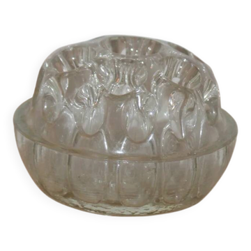 Vintage clear moulded glass flower holder – Flower holder – Ø 10 cm