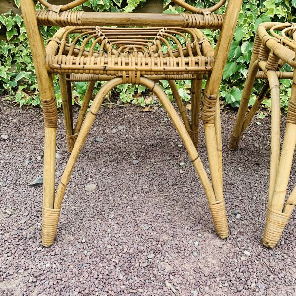 Paire de chaises en rotin Van Rohe