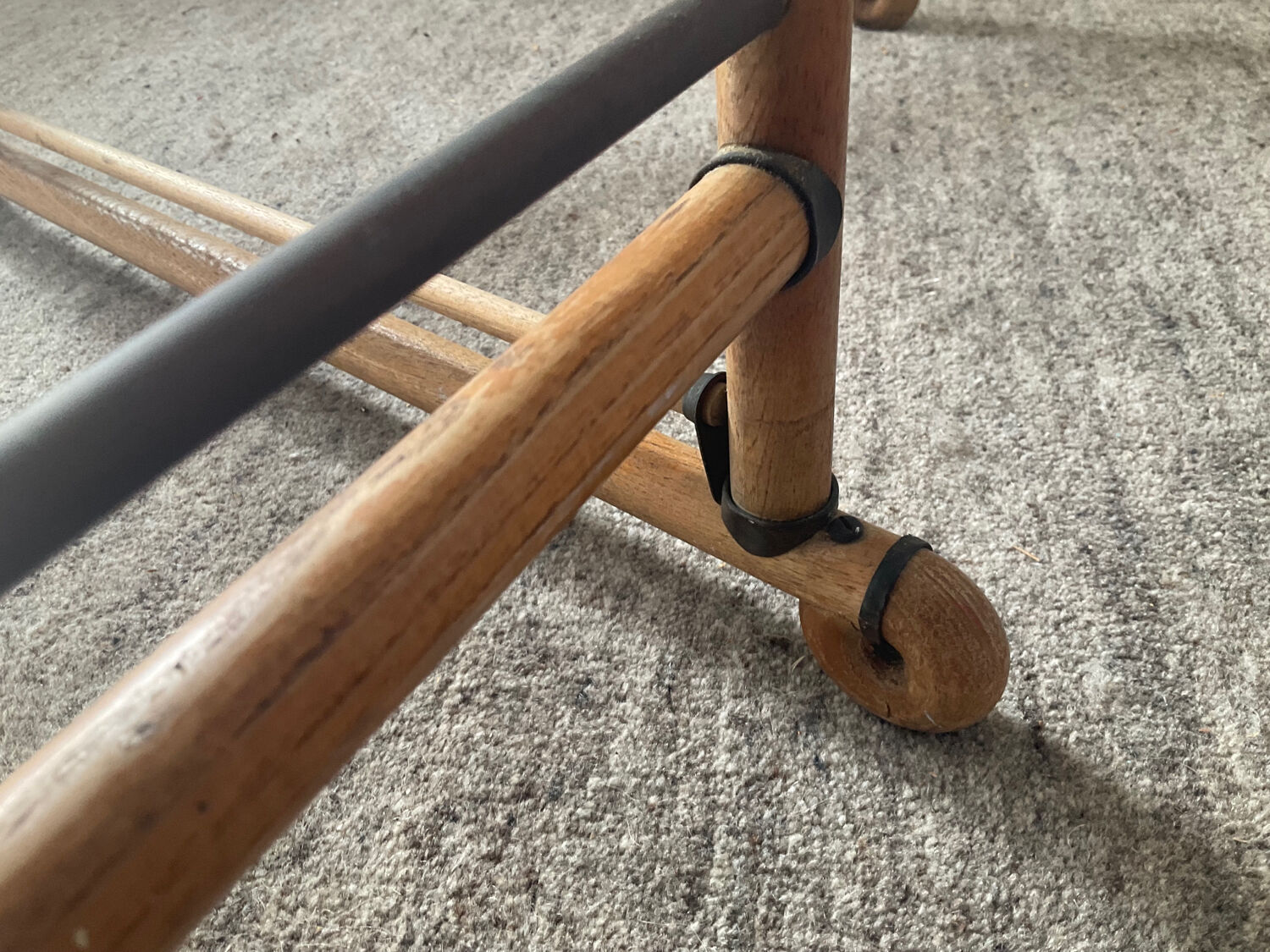 Paravent vintage des années 60 en bois et rotin