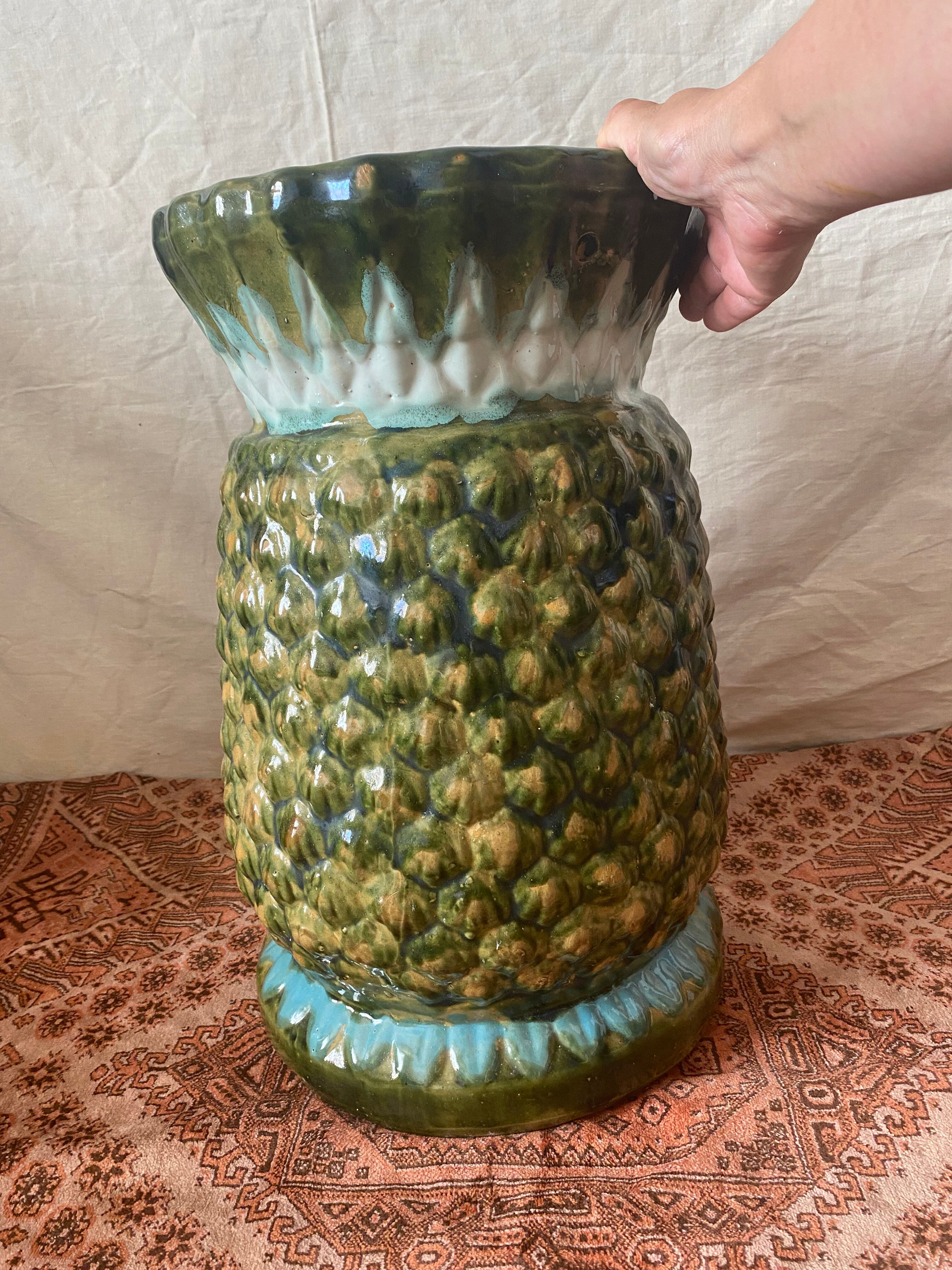 Large vintage ceramic pineapple, side table, bedside table.