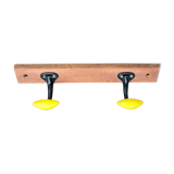 Coat rack with 2 yellow and black hooks