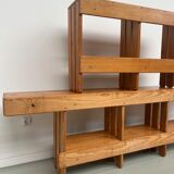 Pair of modernist pine wall shelves, circa 1970