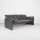 Vintage grey leather sofa from Leolux, 1980