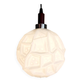 Lampe à suspension vintage, vermoedelijk Peill & Putzler, verre opalin avec relief