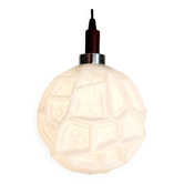 Lampe à suspension vintage, vermoedelijk Peill & Putzler, verre opalin avec relief