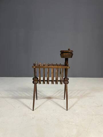 French vintage beech magazine rack, 1960s