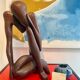 Sculpture en bois "Le penseur"