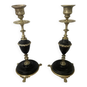 Paire de bougeoirs marbre - circa