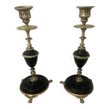 Pair of marble and brass candlesticks circa 1860