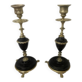 Pair of marble and brass candlesticks circa 1860