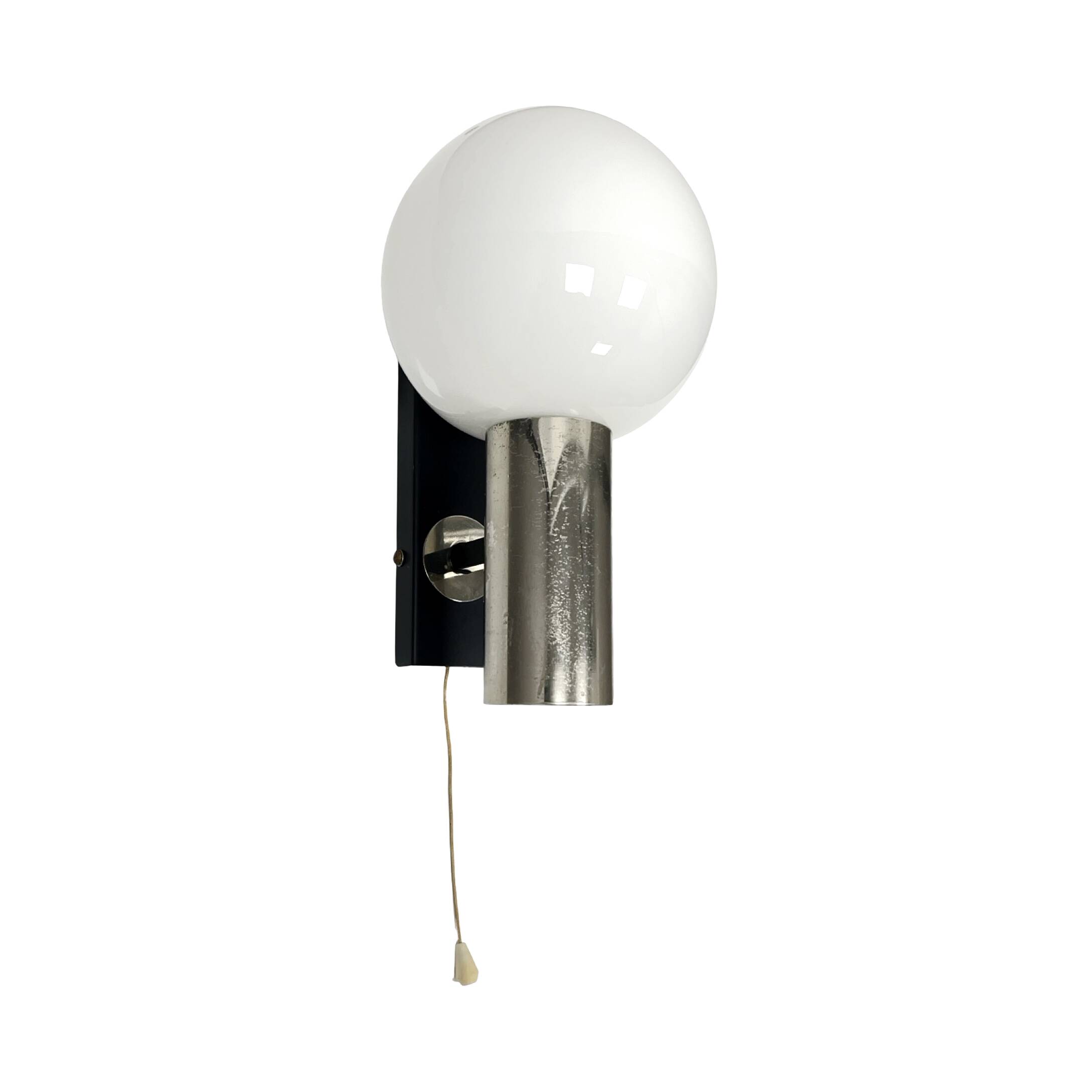 AKA Leuchten wall lamp, 1970s, Space Age chrome sphere, mid-century vintage