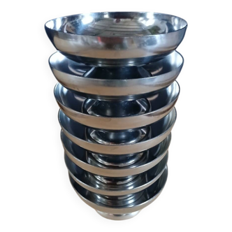 7 antique stainless steel ice cream cups