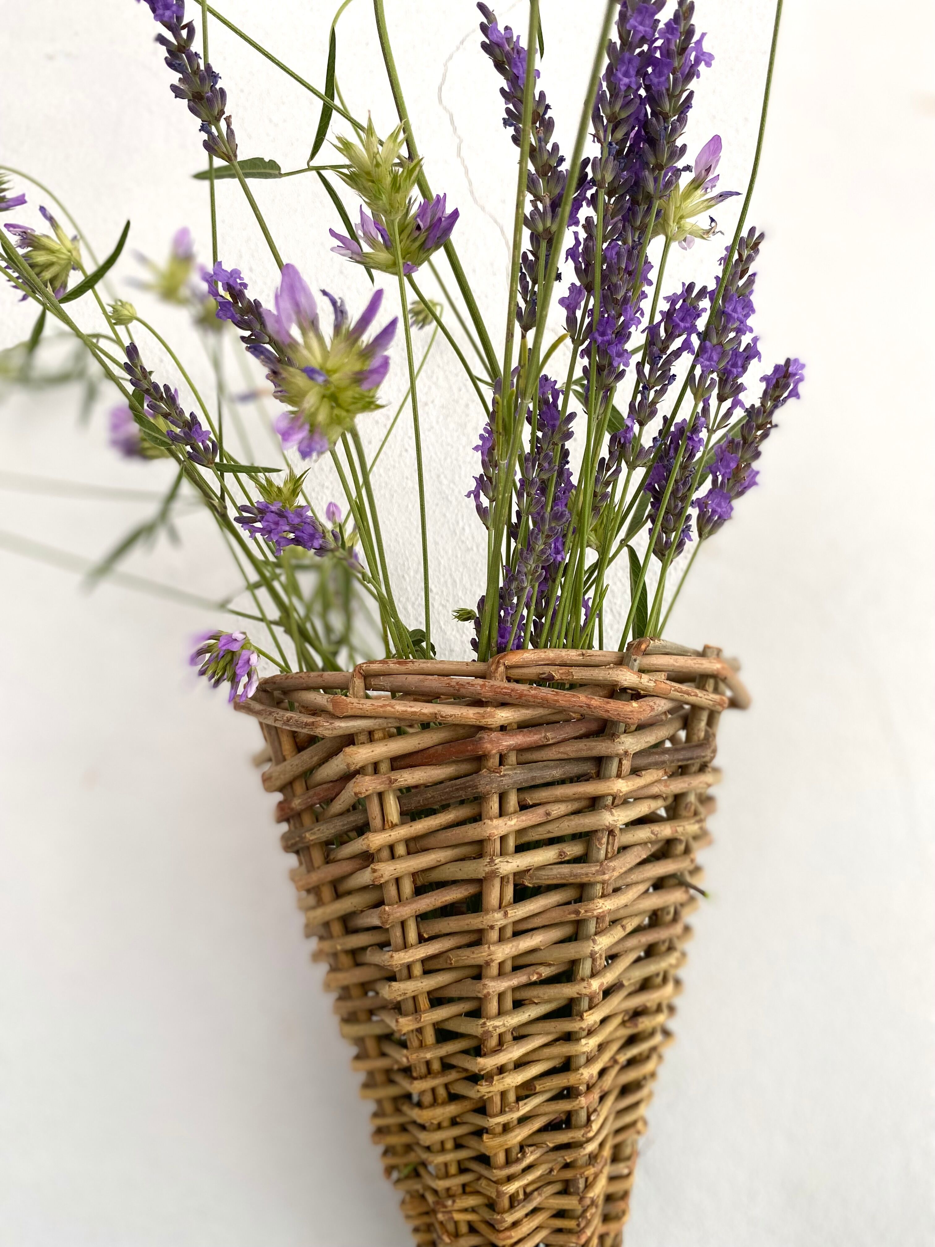 Decorative wall basket, wicker