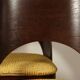 Ensemble de 4 chaises de salle à manger de style art déco en bois de chêne marron chocolat avec revêtement géométrique