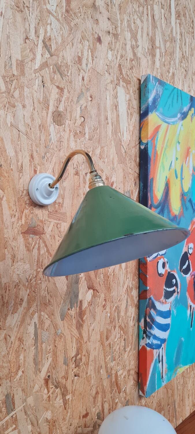 Vintage enameled sheet metal wall light