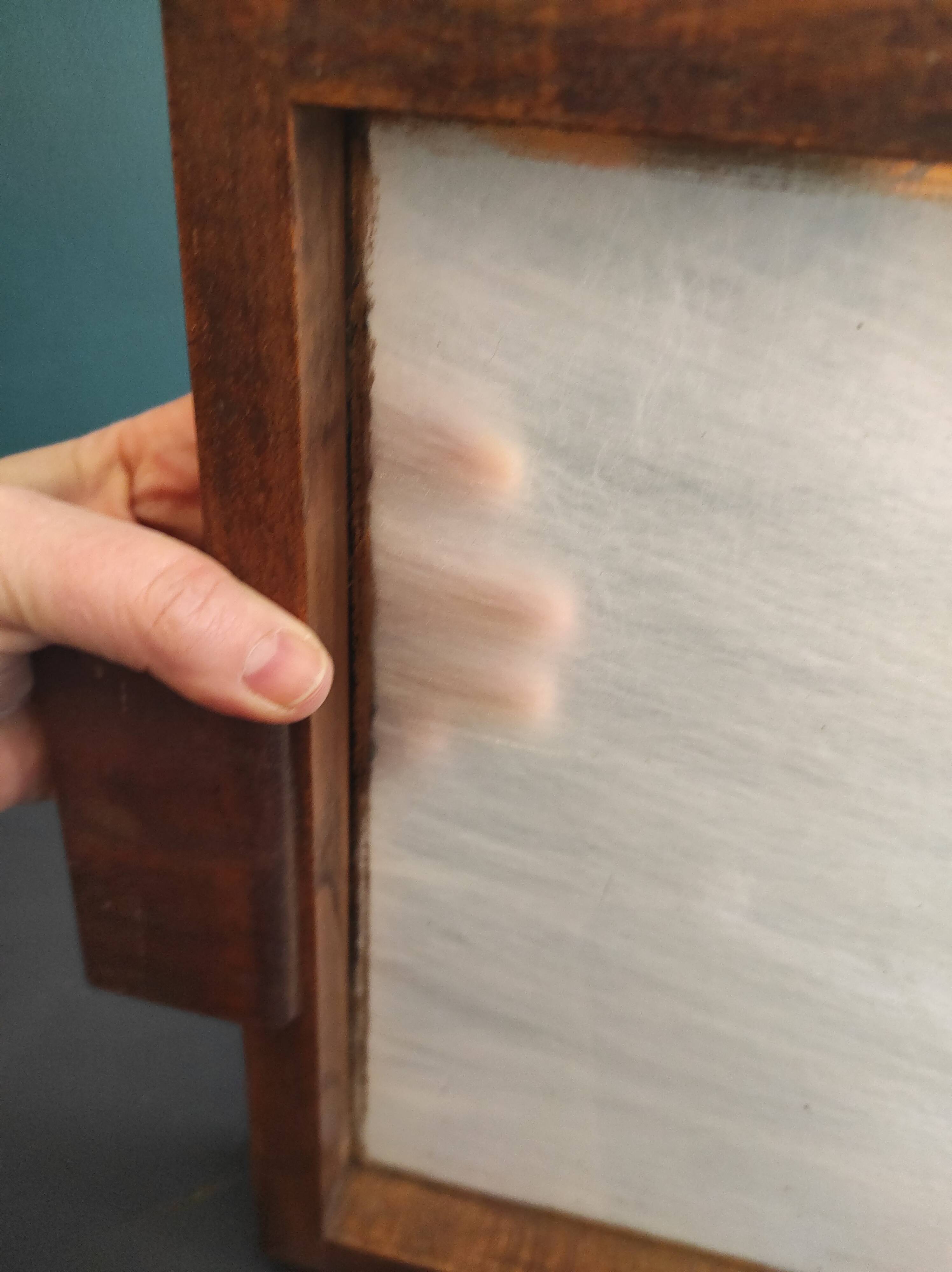 French vintage tray from the 50s, oak and glass