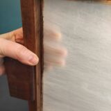 French vintage tray from the 50s, oak and glass