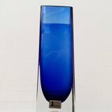 Swedish glass block vase from the mid-century by Aseda Sweden, 1960s.