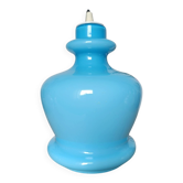 Suspension vintage en verre opalin turquoise – années 60/70