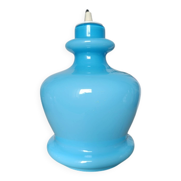 Suspension vintage en verre opalin turquoise – années 60/70