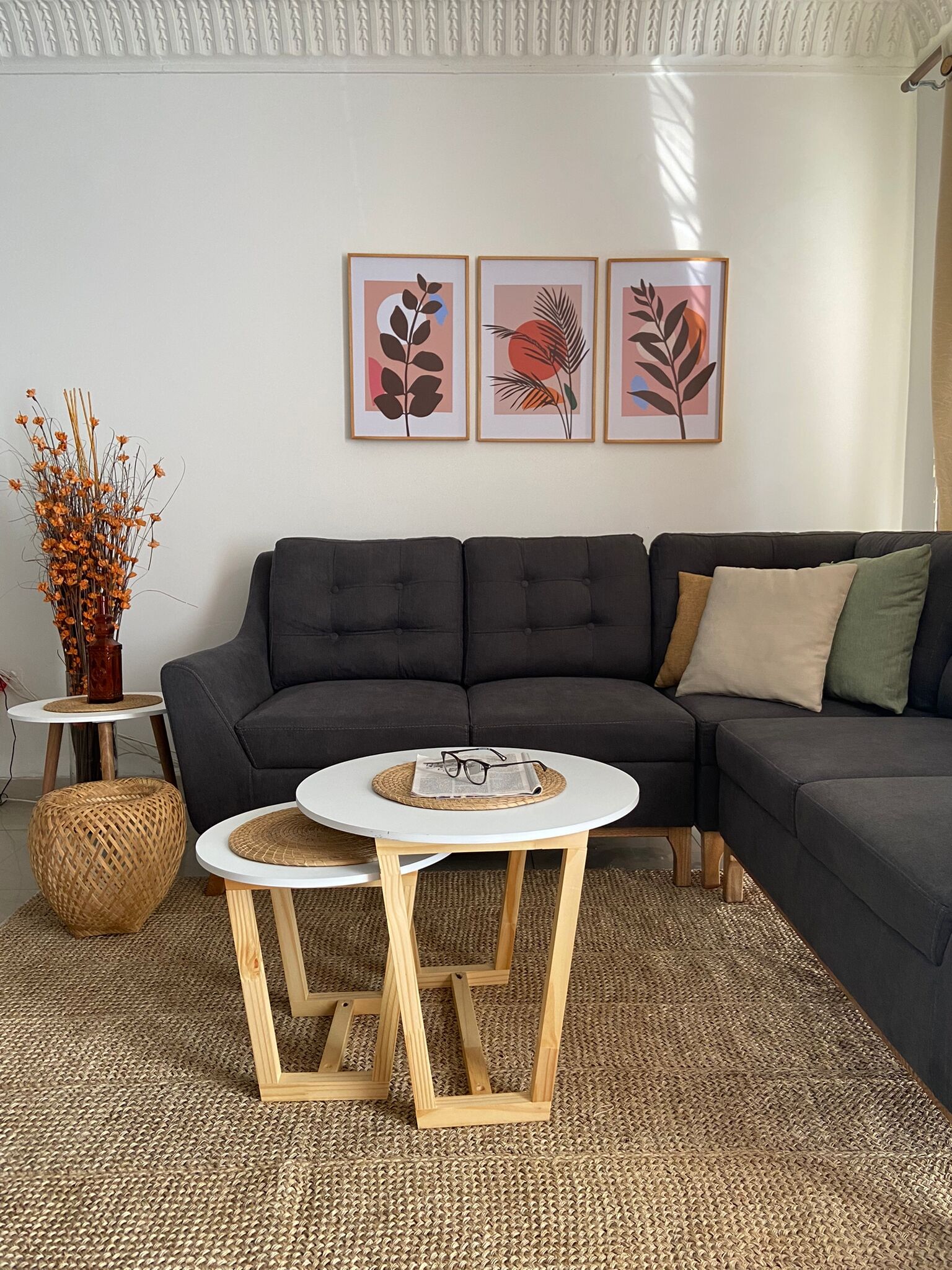 Knitted carpet in natural fiber 220x160cm