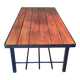 Table basse moderniste vintage en teck et métal noir.