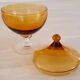 Bonbonnière, drageoir, amber coloured glass vintage