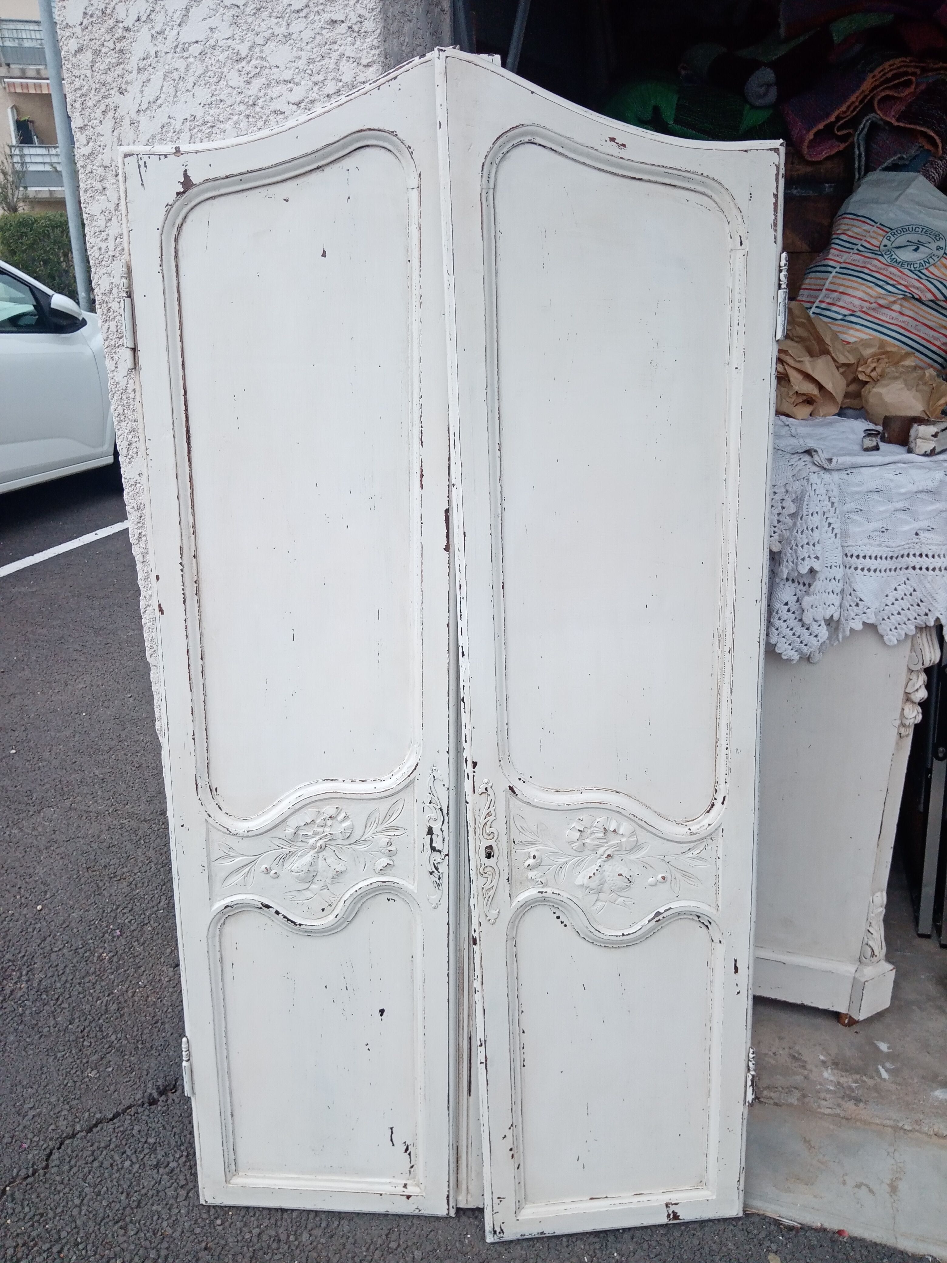 Pair old weathered doors height 154 cm