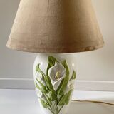 Italian ceramic lamp with arum flowers