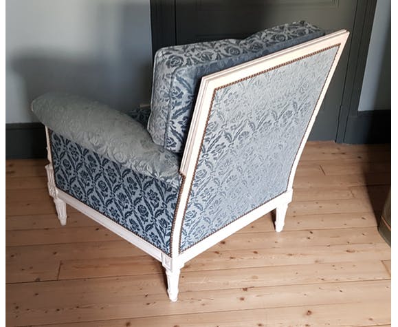 Blue velvet armchair in louis XVI style