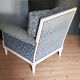 Fauteuil velours bleu style louis XVI