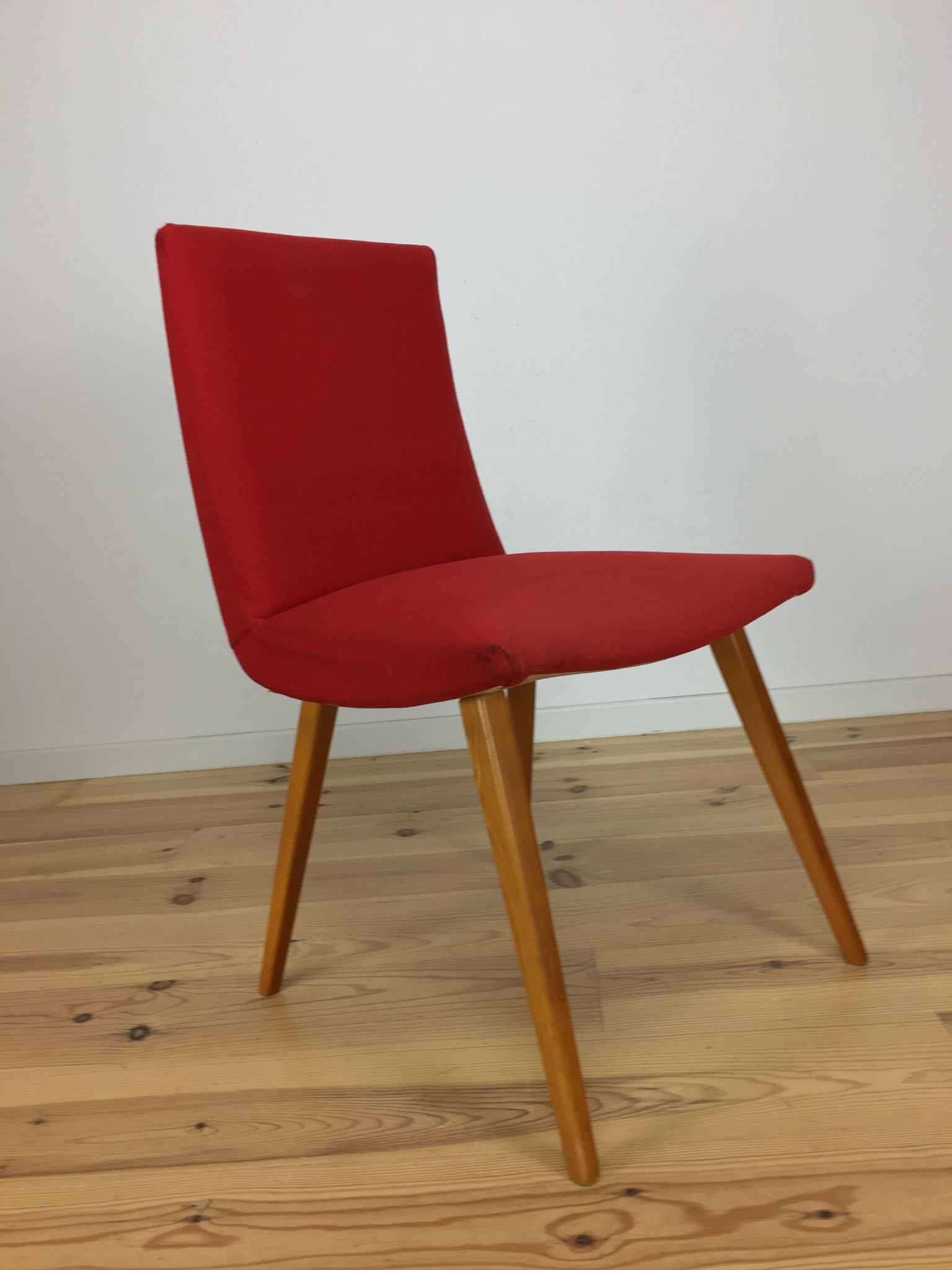 Chaise Steiner vintage années 60 rouge bois