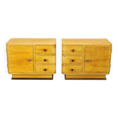 Pair of 1940s Czechoslovak Art Deco nightstands with painted maple imitation finish