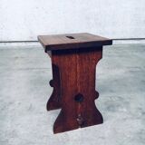 Amsterdam School Design Oak Handle Stool, Netherlands, 1920s