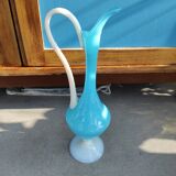 Vase carafe opaline bleue Murano