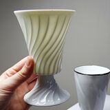 Mismatched pair of Limoges porcelain mazagrans, Haviland & LEC vintage.