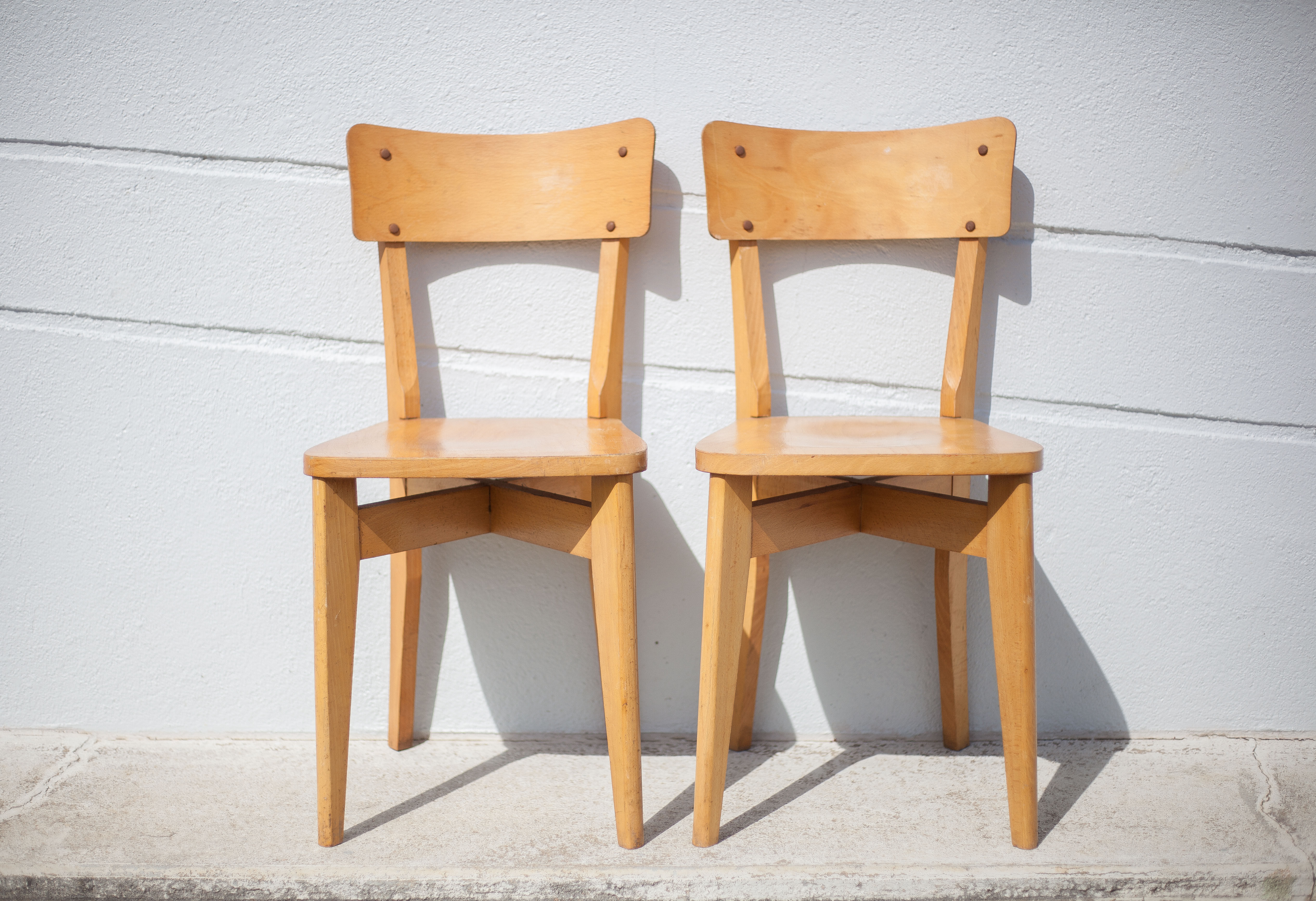 Pair of Luterma wooden chairs, light wood chair, bistro chair, extra chair, kitchen, countryside